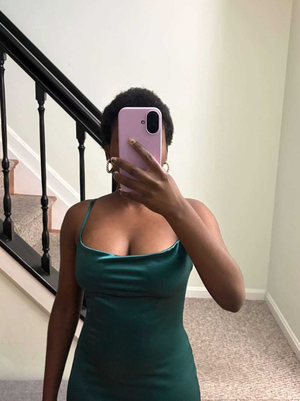 Popular 21 Green Satin Slip Dress